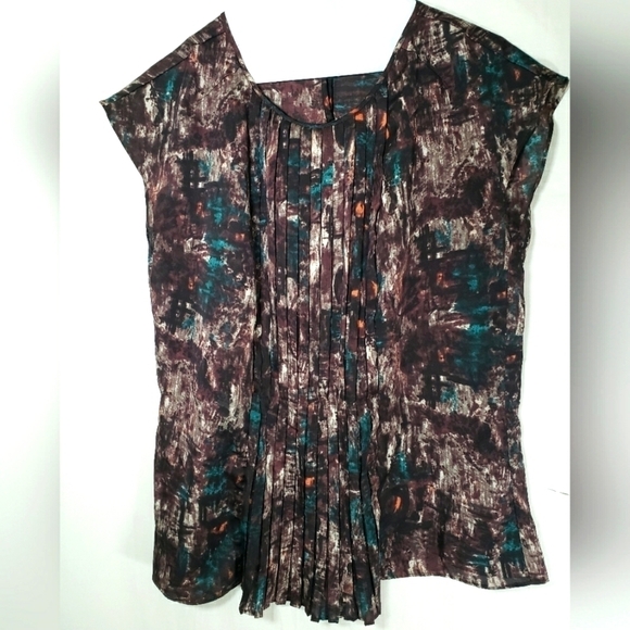 Talbot's Brown Multicolored Sleeveless Shirt Sz 8 - Picture 1 of 8